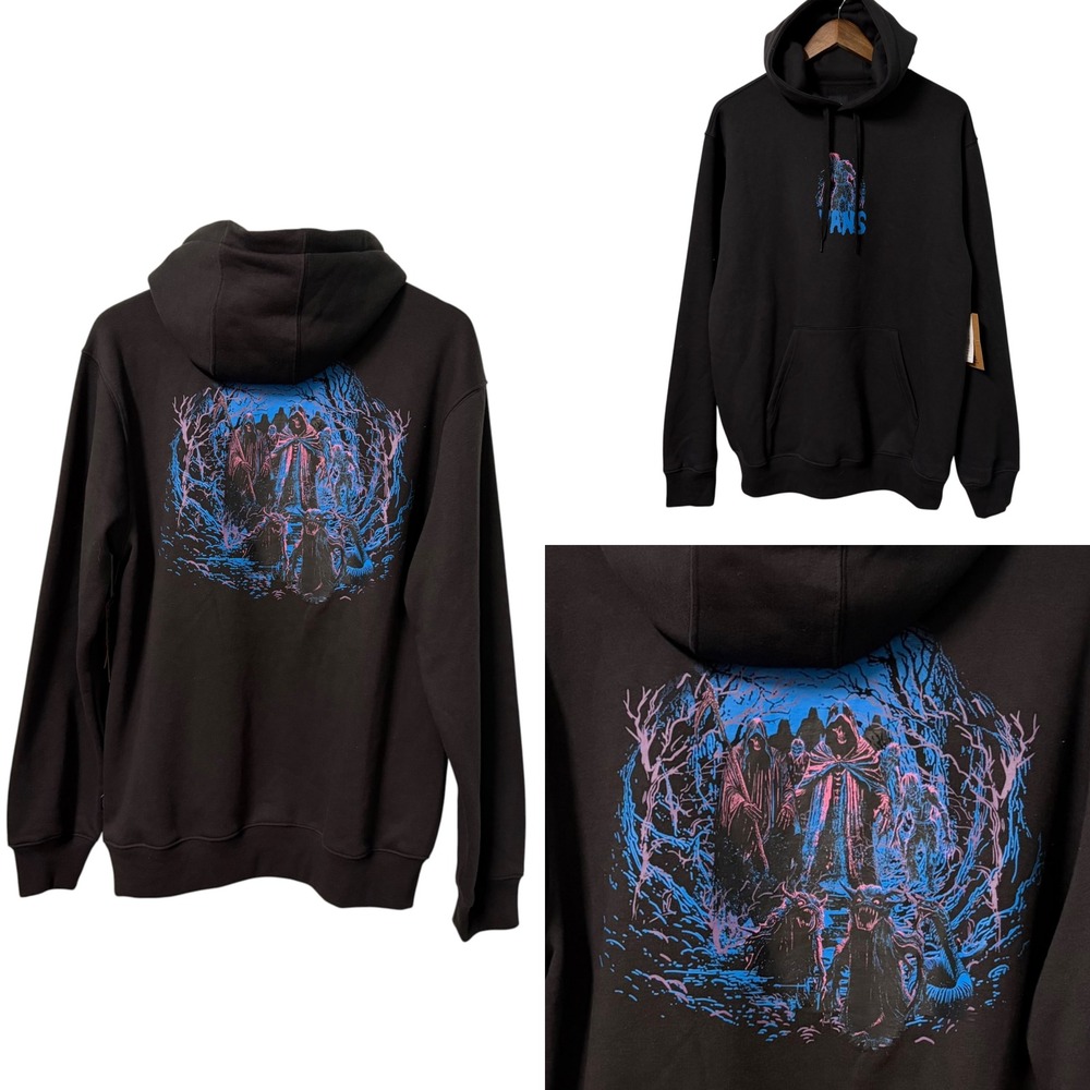 NWT Vans Hoodie Mens M Dark Walker PO Black Graphic Pullover Skater Grunge Goth